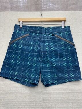 Men's Blue Plaid Swim Trunks